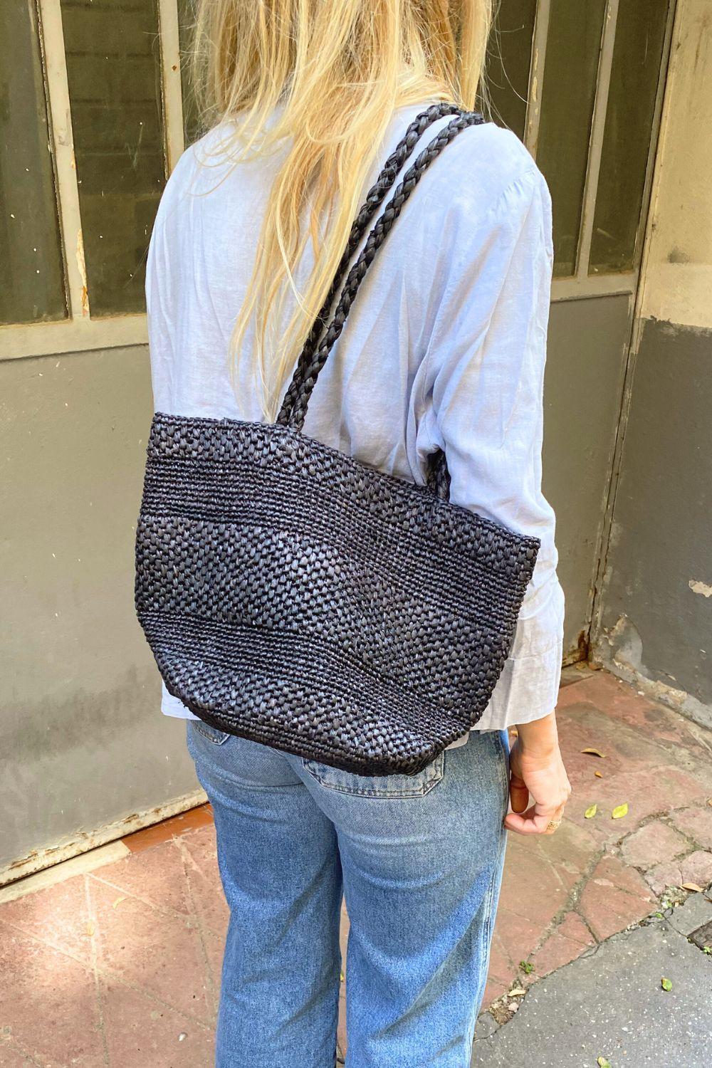 Big Siny- Grand sac seau en raphia crochet