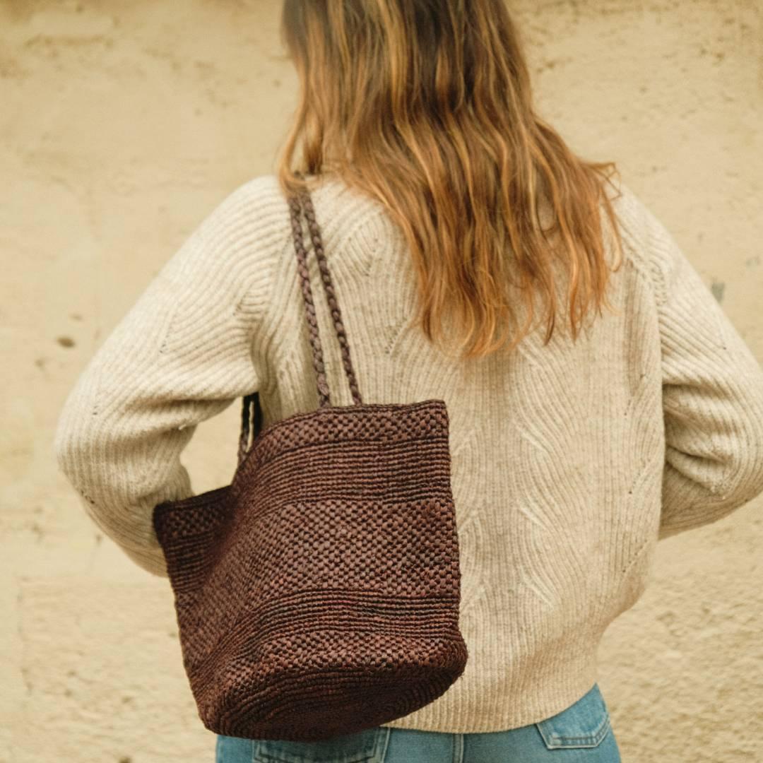 Big Siny- Grand sac seau en raphia crochet