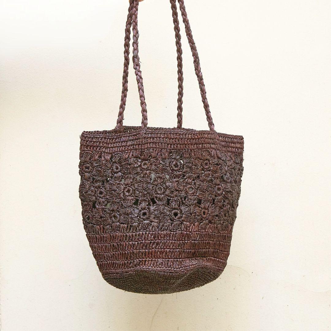FLORES- sac seau fleurs en raphia crochet