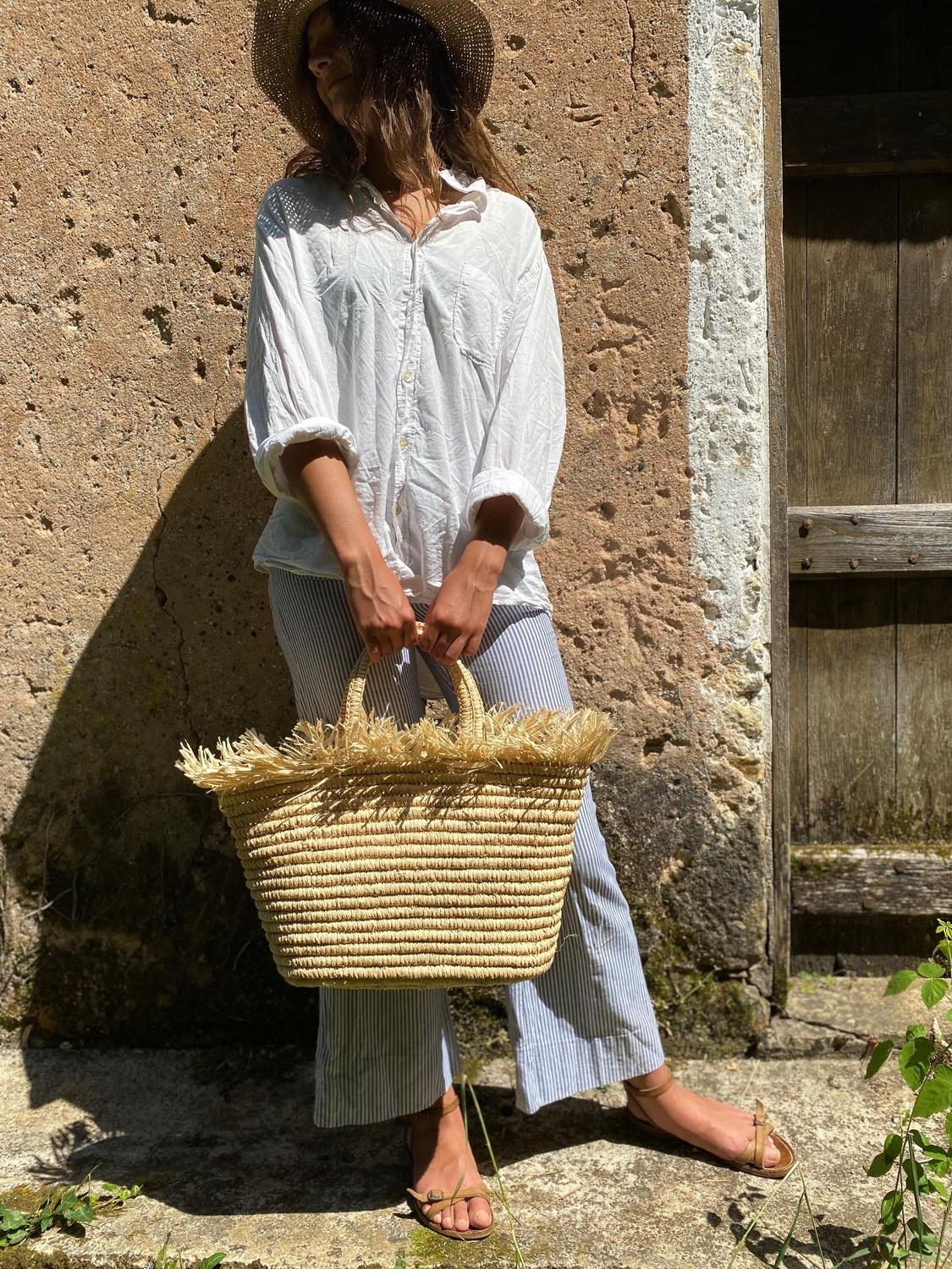 Panier de plage en raphia, panier marché en raphia, Panier en raphia