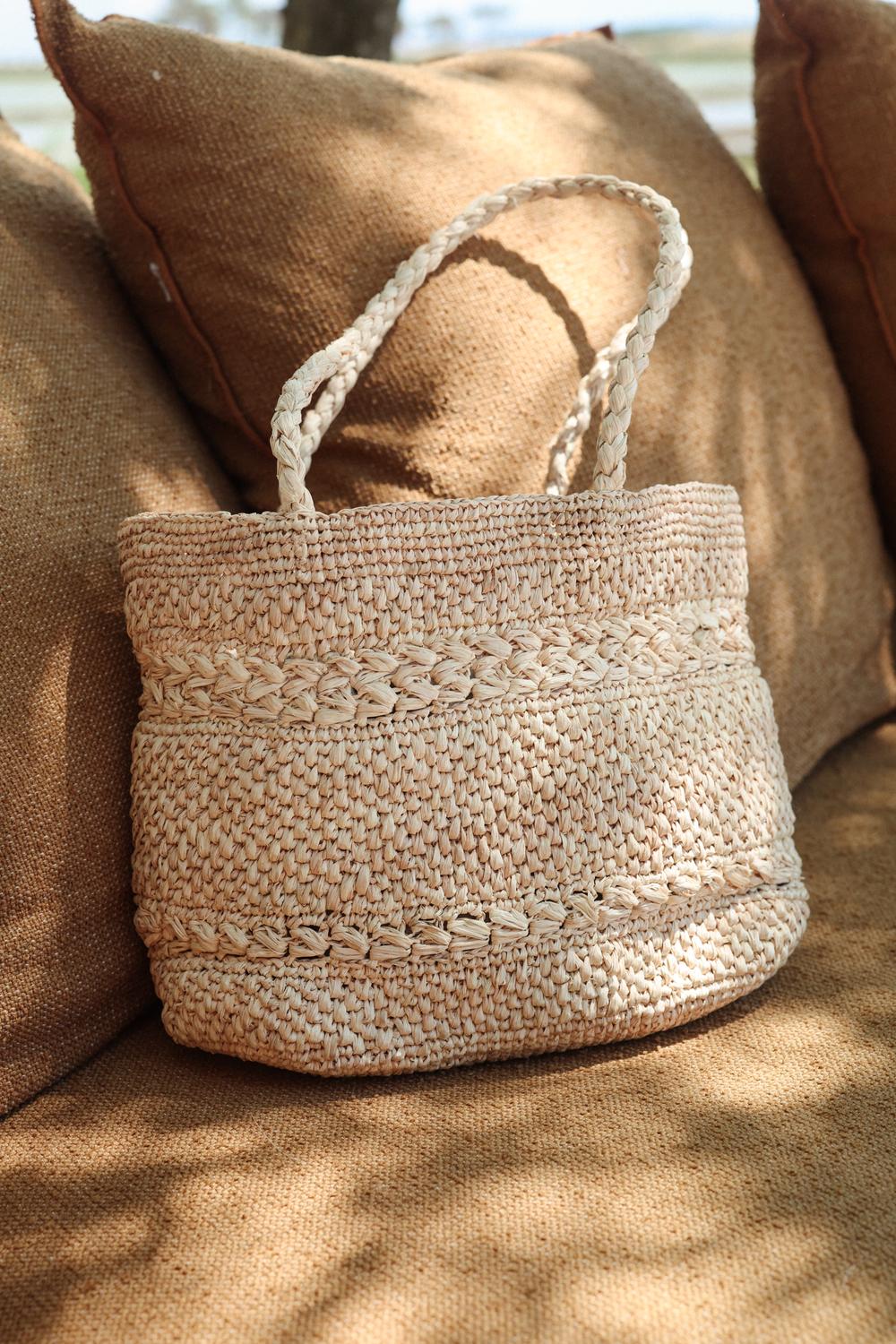 sac en raphia/sac cabas raphia/ sac été/ sac de plage/ sac fait main/ cabas en raphia/ cabas en crochet de raphia/ mode responsable