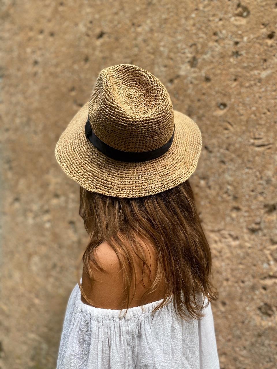 chapeau raphia crochet, chapeau Panama