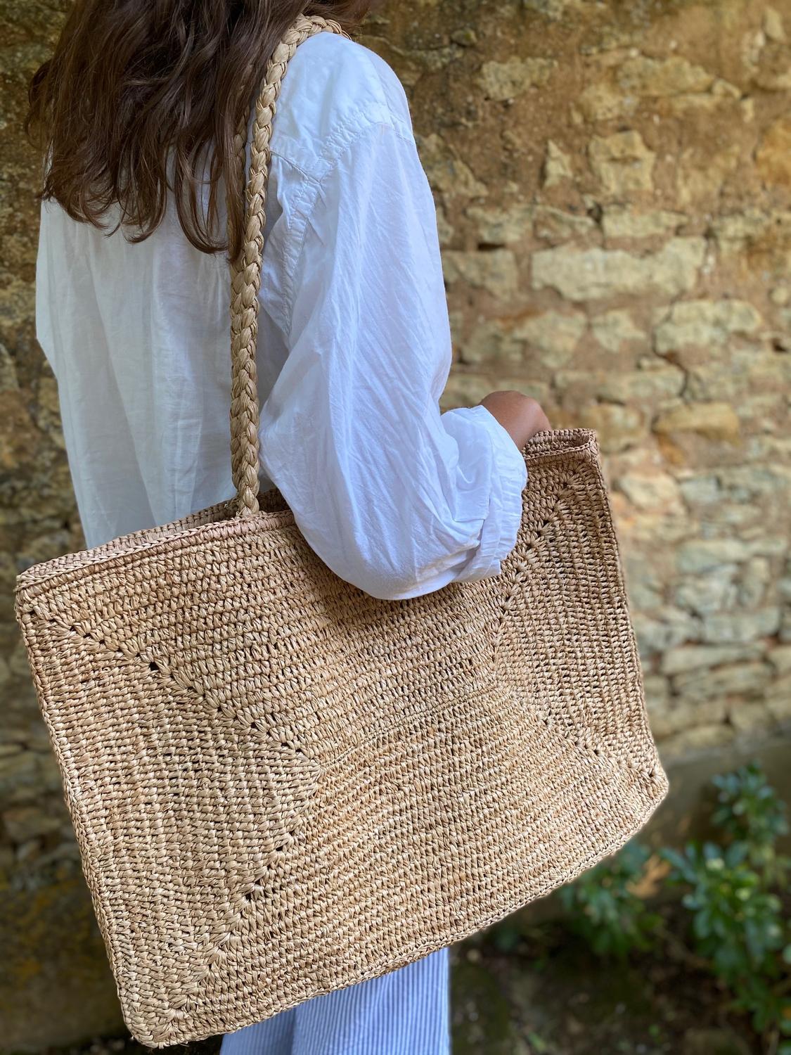 Grand sac raphia rond crochet, sac rond, sac raphia, sac été, it bag