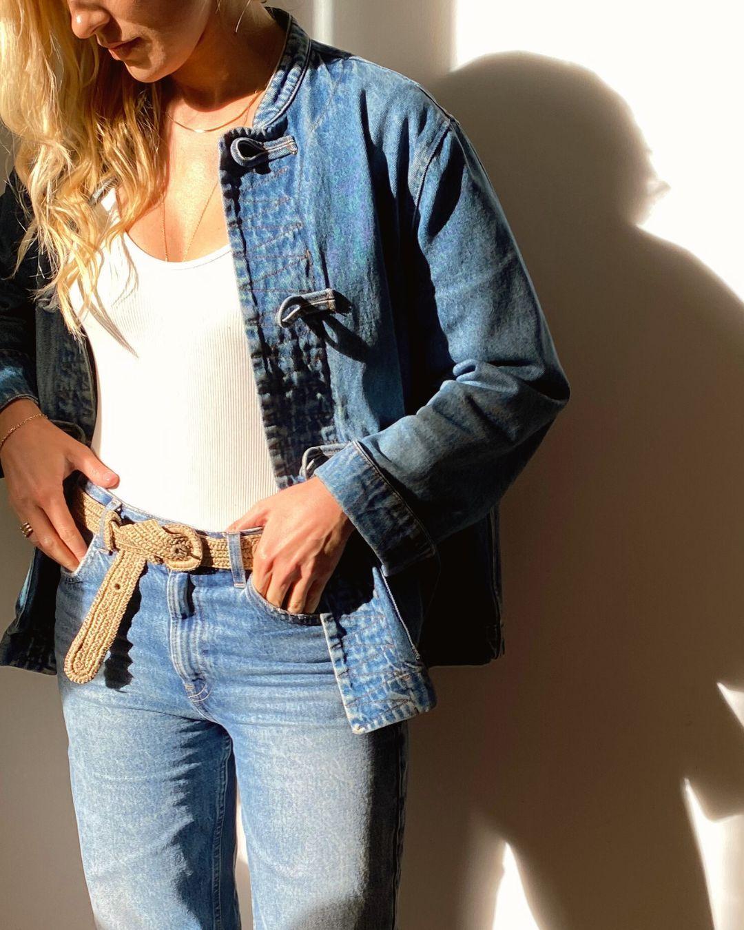 ceinture à boucle en crochet de raphia thé