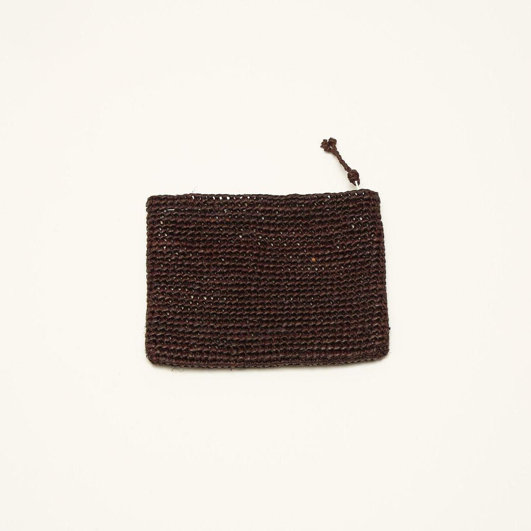 Poleta-porte carte en raphia chocolat