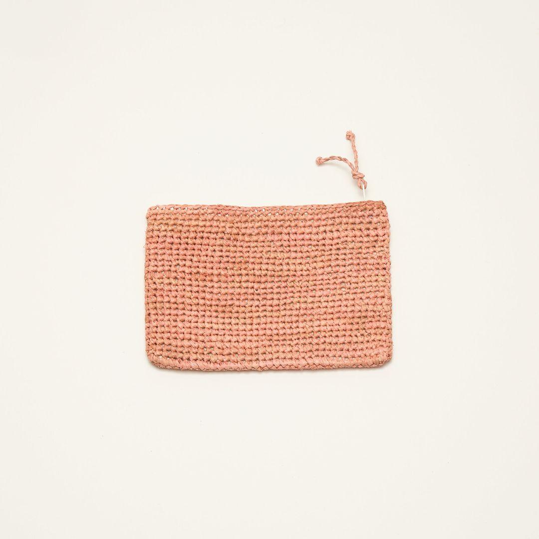 Poleta- porte cartes en raphia rose